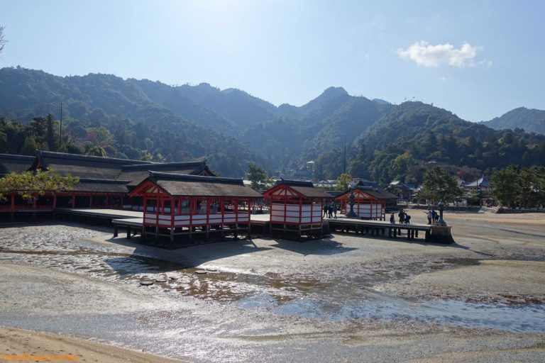 Itsukushima Shrine during low tide